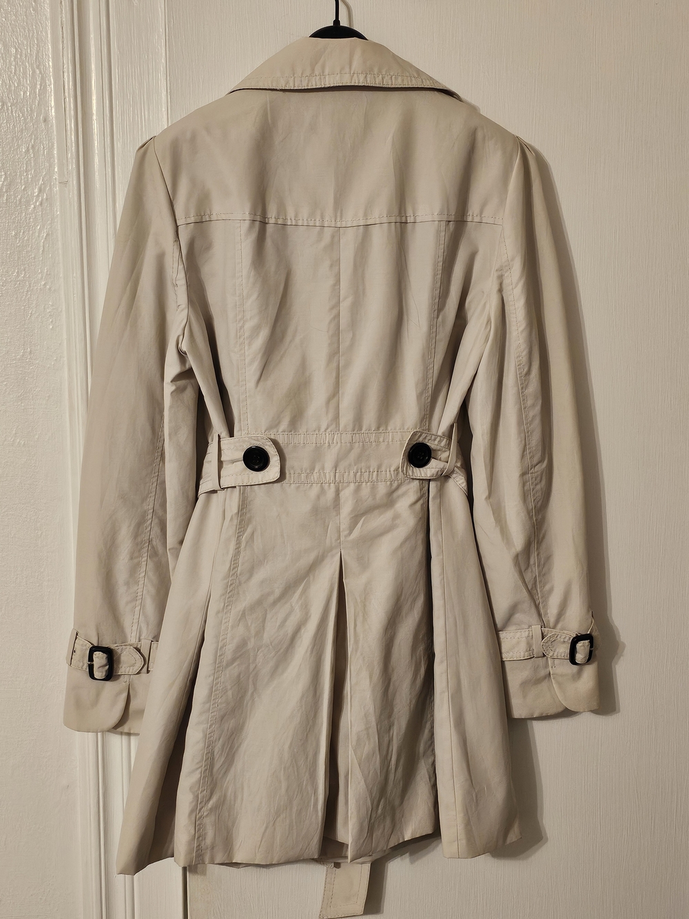 Ann Taylor Women's Cream Double-Breasted Short Trench Coat - Small - Picture 2 of 5